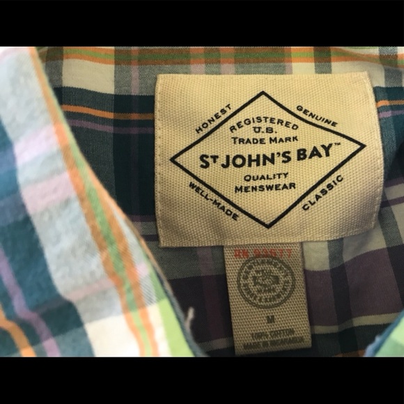 St Johns Bay Mens Multi Color Plaid Shirt Size Med - Picture 4 of 4